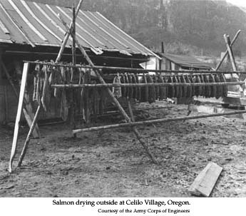 Salmon drying at Celilo Village
